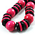 Chunky Beaded Cotton Cord Necklace (Bright Pink & Black) - view 4