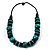 Chunky Beaded Cotton Cord Necklace (Black & Teal) - 64cm L - view 2