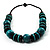 Chunky Beaded Cotton Cord Necklace (Black & Teal) - 64cm L - view 6