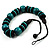 Chunky Beaded Cotton Cord Necklace (Black & Teal) - 64cm L - view 8