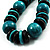 Chunky Beaded Cotton Cord Necklace (Black & Teal) - 64cm L - view 4