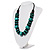 Chunky Beaded Cotton Cord Necklace (Black & Teal) - 64cm L - view 9