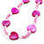Bright Pink Heart Shell & Bead Long Necklace -100cm Length - view 3