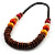 Long Multicoloured Chunky Wood Bead Necklace  - 76cm length - view 7
