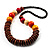 Long Multicoloured Chunky Wood Bead Necklace  - 76cm length