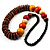 Long Multicoloured Chunky Wood Bead Necklace  - 76cm length - view 3