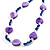 Lavender Heart Shell & Bead Long Necklace -100cm Length - view 2