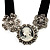 Stunning Diamante Cameo Black Velour Ribbon Necklace (Silver Tone)