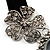 Stunning Diamante Cameo Black Velour Ribbon Necklace (Silver Tone) - view 6