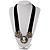 Stunning Diamante Cameo Black Velour Ribbon Necklace (Silver Tone) - view 4