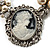 Stunning Simulated Pearl Cameo Black Velour Ribbon Necklace (Silver Tone) - view 5