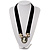 Stunning Simulated Pearl Cameo Black Velour Ribbon Necklace (Silver Tone) - view 2