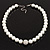 Snow White Glass Imitation Pearl Crystal Choker Necklace (Silver Tone Metal) - view 2