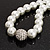 Snow White Glass Imitation Pearl Crystal Choker Necklace (Silver Tone Metal) - view 4