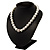 Snow White Glass Imitation Pearl Crystal Choker Necklace (Silver Tone Metal) - view 5