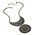 Vintage Bronze Filigree Medallion Diamante Necklace - view 8