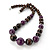 Long Chunky Brown & Purple Wood Bead Necklace - 60cm Length