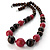 Long Chunky Brown/ Crimson Wood Bead Necklace - 60cm L