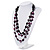 Long Multistrand Purple/Black Wood Bead Cotton Cord Necklace - 80cm Length - view 8