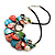 Stunning Multicoloured Shell-Composite Leather Cord Necklace - 44cm Length - view 7