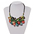 Stunning Multicoloured Shell-Composite Leather Cord Necklace - 44cm Length - view 1