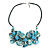 Handmade Light Blue Floral Sea Shell Pendant with Black Faux Leather Cord Necklace/ 50cm Long - view 2