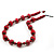 Cranberry Red Wood Bead with Wire Element Necklace - 66cm Length - view 2