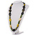 Long Ceramic, Wood & Glass Bead Necklace (Brown, Cream & Olive Green) - 76cm Length - view 9