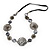 'Wire Ring & Shell Bead' On The Black Velour Ribbon Necklace - 64cm Length