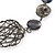 'Wire Ring & Shell Bead' On The Black Velour Ribbon Necklace - 64cm Length - view 3