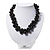 Black Polished Ceramic Bead Twisted Necklace (46cm L/ 6cm Ext) - view 9