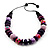 Chunky Purple Wood Beaded Cotton Cord Necklace - 66cm Length - view 8