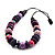 Chunky Purple Wood Beaded Cotton Cord Necklace - 66cm Length - view 6
