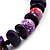 Chunky Purple Wood Beaded Cotton Cord Necklace - 66cm Length - view 3