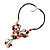 Shell-Composite Triple Flower With Tassel Leather Cord Necklace - 42cm Length - view 7