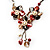Shell-Composite Triple Flower With Tassel Leather Cord Necklace - 42cm Length - view 3