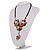 Shell-Composite Triple Flower With Tassel Leather Cord Necklace - 42cm Length - view 10