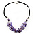 Lavender Floral Shell Leather Style Cord Necklace - 44cm Length - view 2