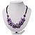 Lavender Floral Shell Leather Style Cord Necklace - 44cm Length - view 1