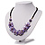 Lavender Floral Shell Leather Style Cord Necklace - 44cm Length - view 8