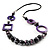 Long Purple Wood Bead Black Leather Style Cord Necklace - 74cm Length - view 10