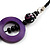 Long Purple Wood Bead Black Leather Style Cord Necklace - 74cm Length - view 11
