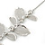 Stunning Y-Shape Mesh Silver Floral Necklace With Clear Swarovski Crystals - 34cm Length (7cm extension) - view 5