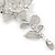 Stunning Y-Shape Mesh Silver Floral Necklace With Clear Swarovski Crystals - 34cm Length (7cm extension) - view 6