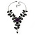 Stunning Y-Shape Mesh Black Floral Necklace With Clear Swarovski Crystals - 34cm Length (7cm extension) - view 6