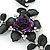 Stunning Y-Shape Mesh Black Floral Necklace With Clear Swarovski Crystals - 34cm Length (7cm extension) - view 2