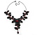 Stunning Y-Shape Mesh Black Floral Necklace With Ruby Red Coloured Swarovski Crystals - 34cm Length (7cm extension) - view 2