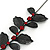 Stunning Y-Shape Mesh Black Floral Necklace With Ruby Red Coloured Swarovski Crystals - 34cm Length (7cm extension) - view 4
