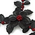 Stunning Y-Shape Mesh Black Floral Necklace With Ruby Red Coloured Swarovski Crystals - 34cm Length (7cm extension) - view 3