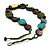Button Shape Wood Olive Cotton Cord Necklace (Teal, Green, Brown & Yellow) - 62cm Length - view 6